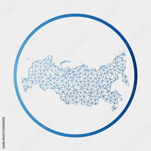 Russia icon. Network map of the country. Round Russia sign with gradient ring. Technology, internet, network, telecommunication concept. Vector illustration.