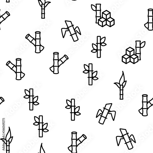 Sugar Cane Agriculture Vector Seamless Pattern Thin Line Illustration
