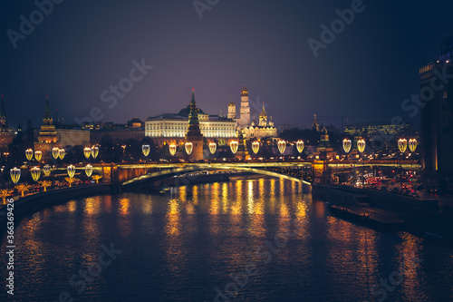 Moscow with Kremlin at night