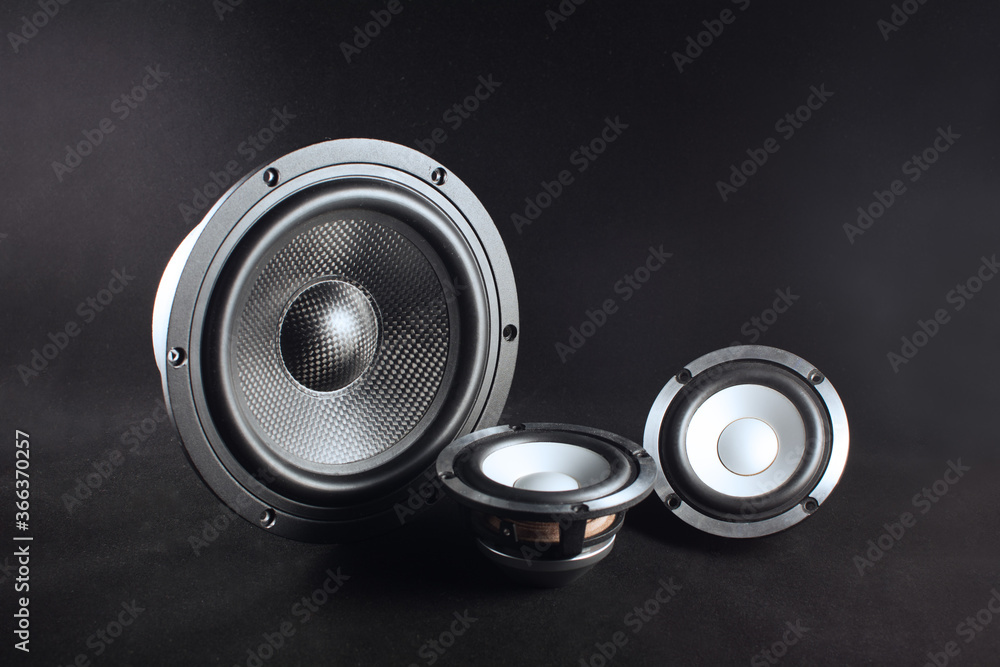 audio speaker on black background audio speaker on black background