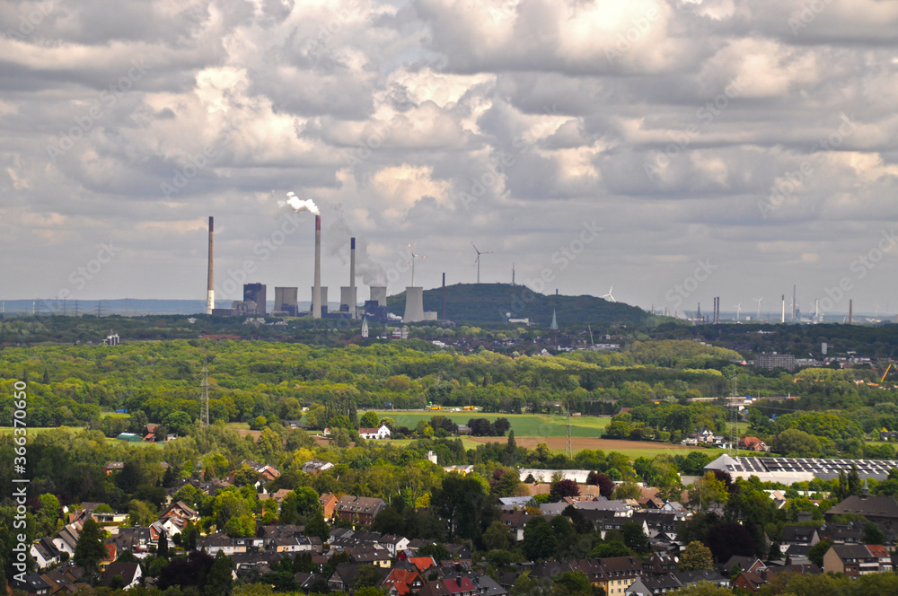 View on industry in the city of Bottrop, Germany.