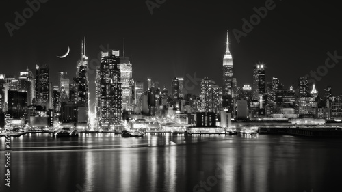 New York City skyline at 42nd street - b w