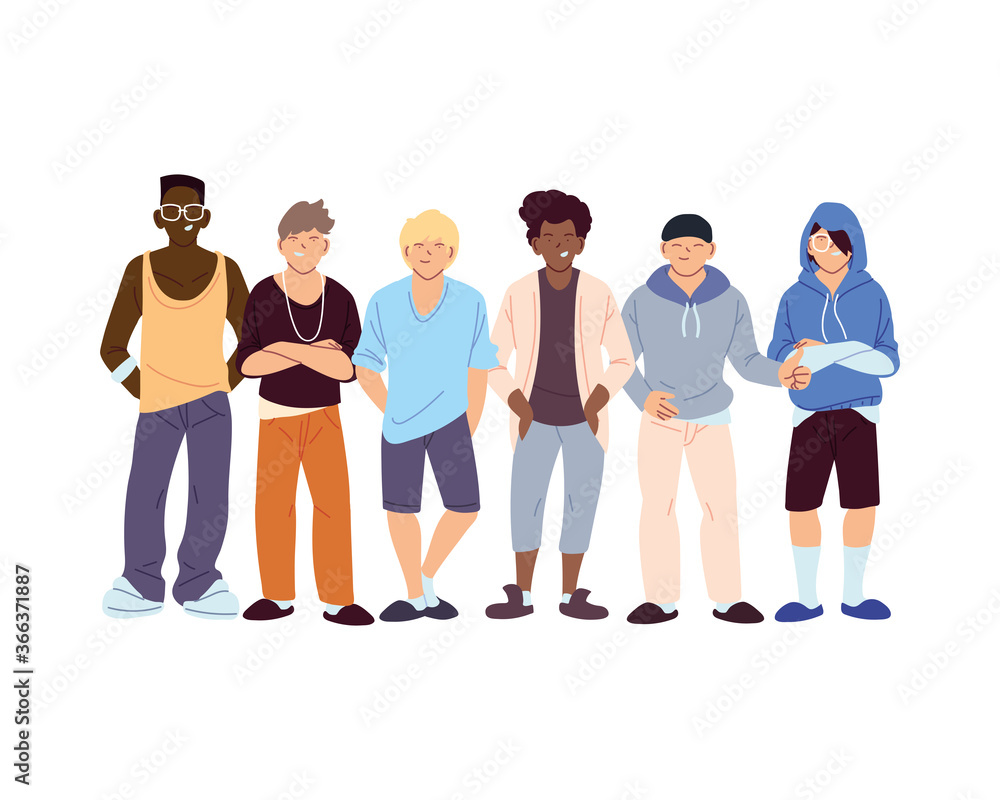 Cultural diversity men cartoons vector design Cultural diversity men cartoons vector design