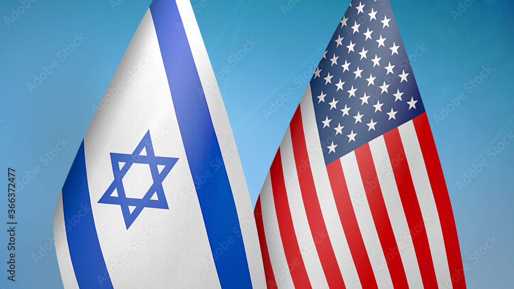 Israel and United States two flags