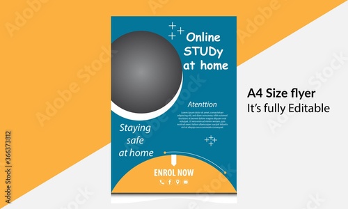 Online study at home flyer design template