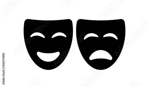 Theatre mask icon silhouette. Theatre drama comedy vector icon, actor acting logo