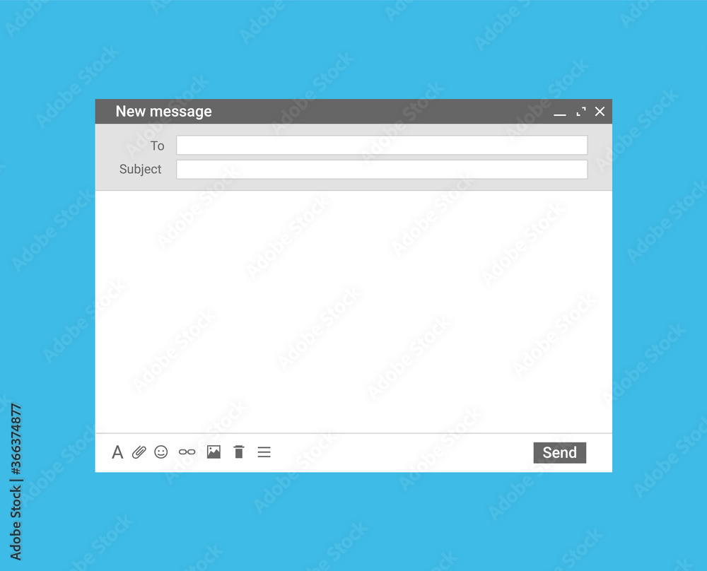 Email template mail mockup window browser. Blank screen gmail template message ui interface Email template mail mockup window browser. Blank screen gmail template message ui interface