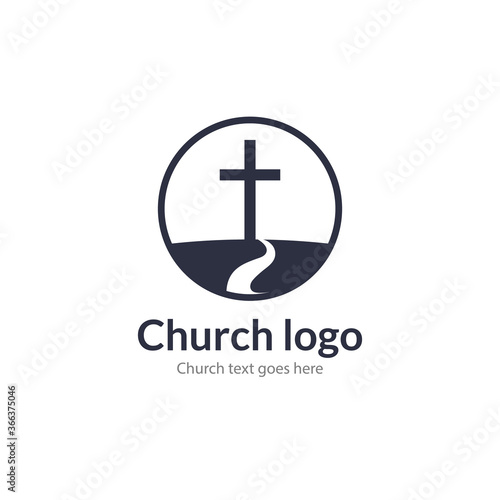 Logo church road cross Jesus mountain catholic dove religion. Worship pray church logo