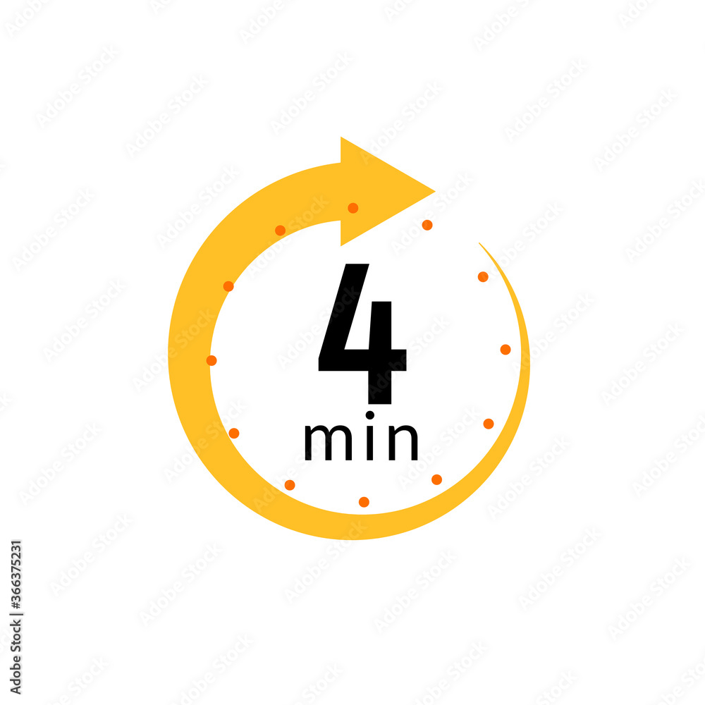 4 minutes clock quick number icon. 4min time circle icon 4 minutes clock quick number icon. 4min time circle icon
