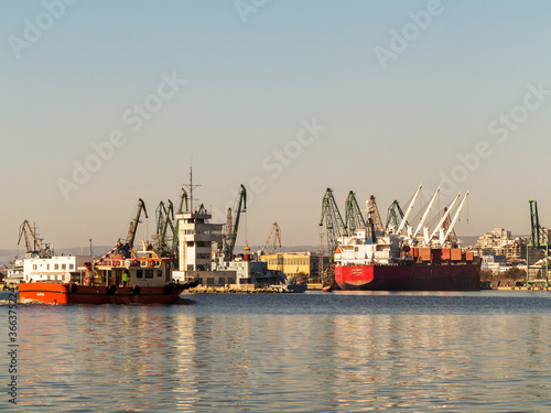 VARNA, BULGARIA - 18 November, 2015: Commercial Sea port of Varna. November 18, 2015 in Varna, Bulgaria