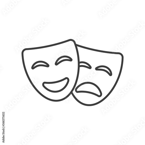 Theatre mask icon silhouette. Theatre drama comedy vector icon, actor acting logo