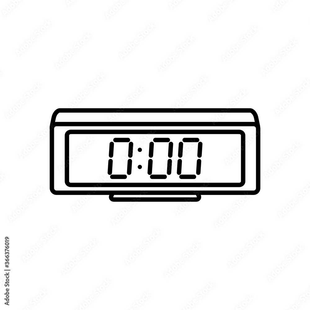 digital alarm clock icon, line style digital alarm clock icon, line style