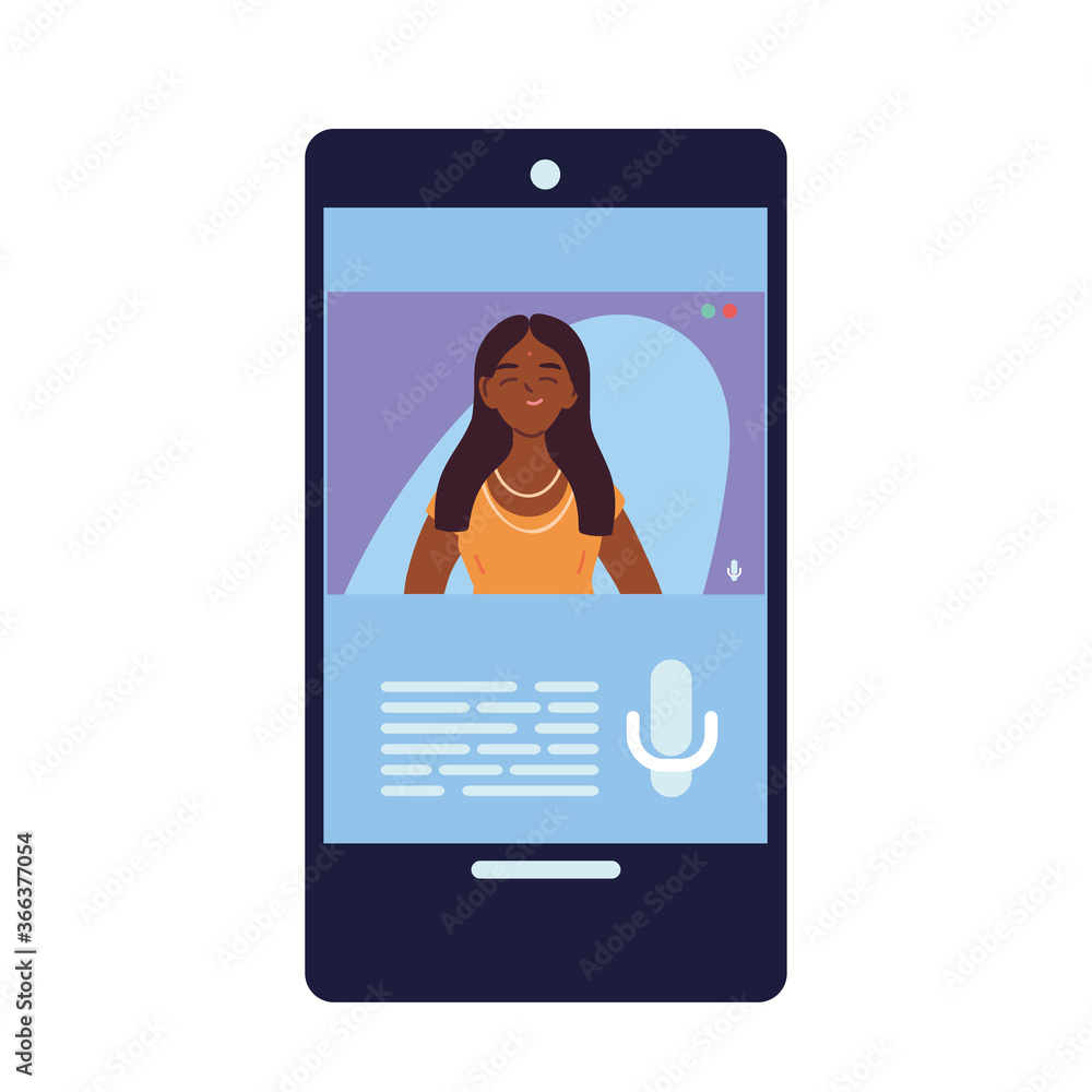 indian woman in smartphone in video chat vector design indian woman in smartphone in video chat vector design