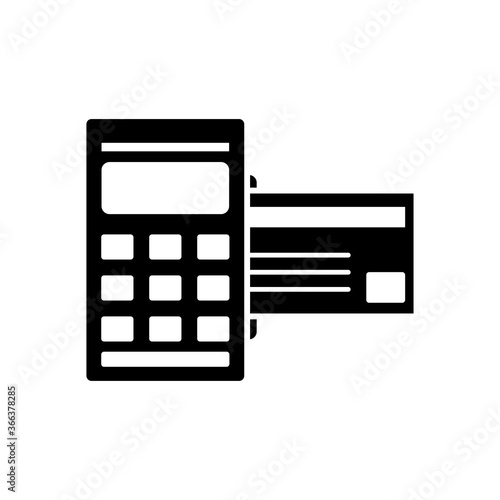 dataphone and credit card, silhouette style