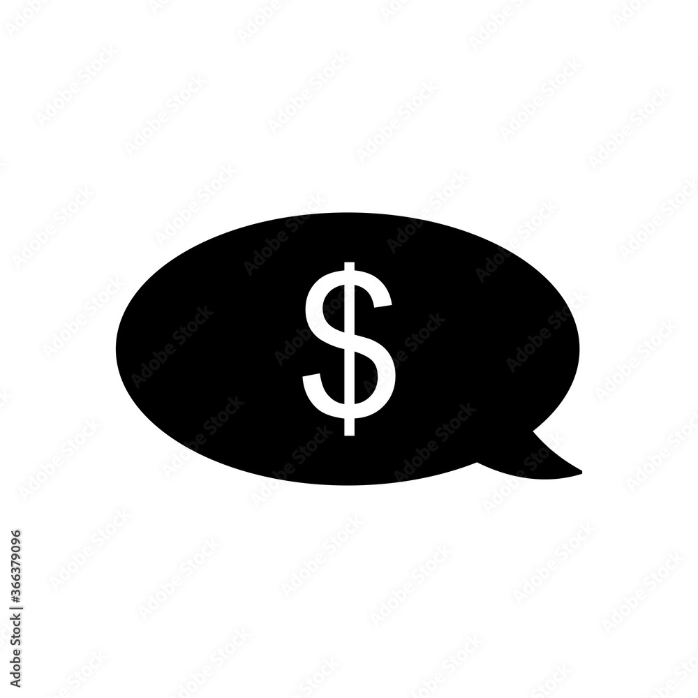 speech bubble with money symbol icon, silhouette style speech bubble with money symbol icon, silhouette style