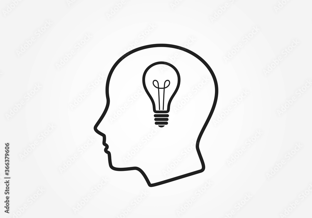 head with light bulb icon. idea symbol. infographic design element head with light bulb icon. idea symbol. infographic design element