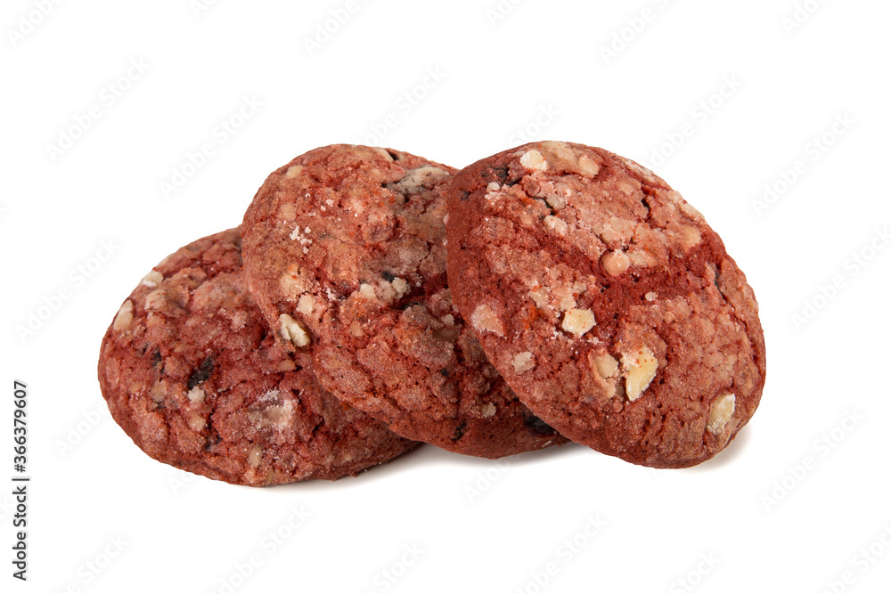 Round fruit biscuits with raisins isolated on white background Round fruit biscuits with raisins isolated on white background