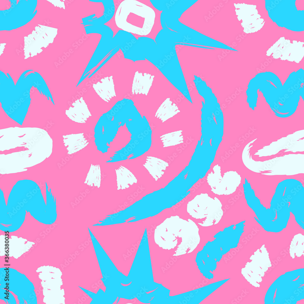 vector white and light blue rough freeform shape brush stroke seamless pattern on pink vector white and light blue rough freeform shape brush stroke seamless pattern on pink