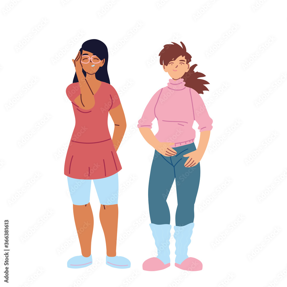 latin and american women cartoons of cultural diversity vector design latin and american women cartoons of cultural diversity vector design
