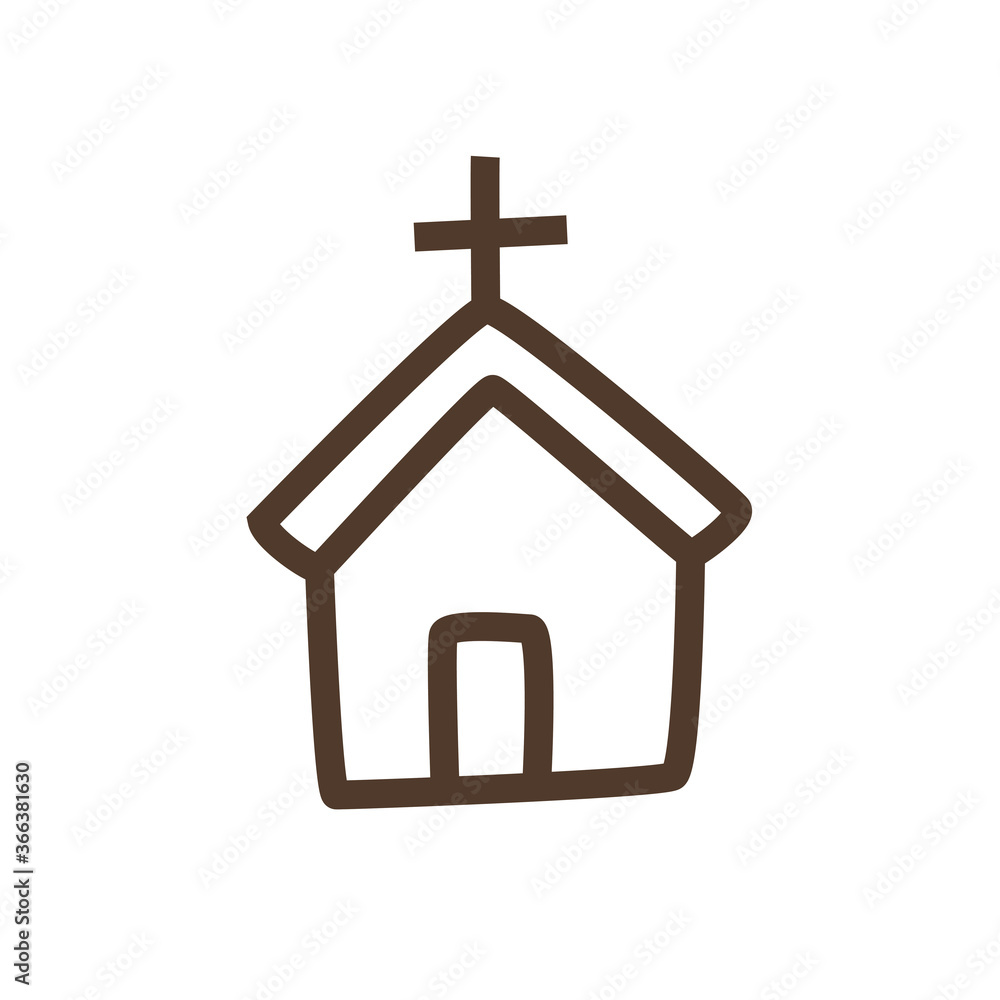 Vector linear icon with cathedral of wedding Vector linear icon with cathedral of wedding