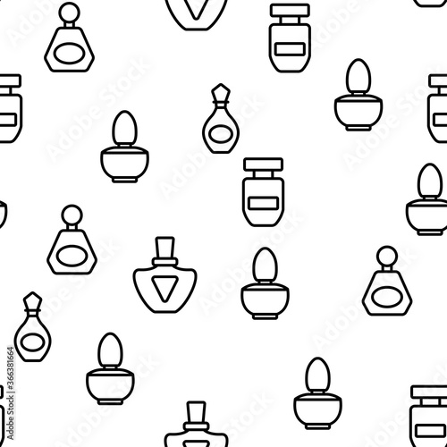 Perfume Containers Vector Seamless Pattern Thin Line Illustration
