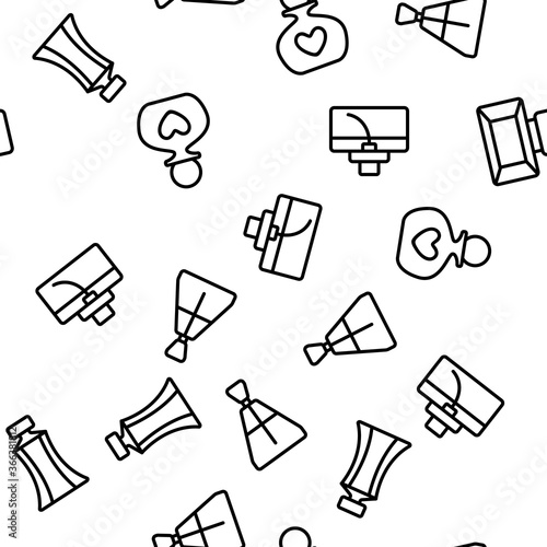 Perfume Containers Vector Seamless Pattern Thin Line Illustration