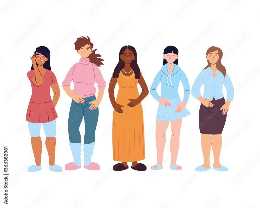 Fototapeta premium Women cartoons of cultural diversity vector design