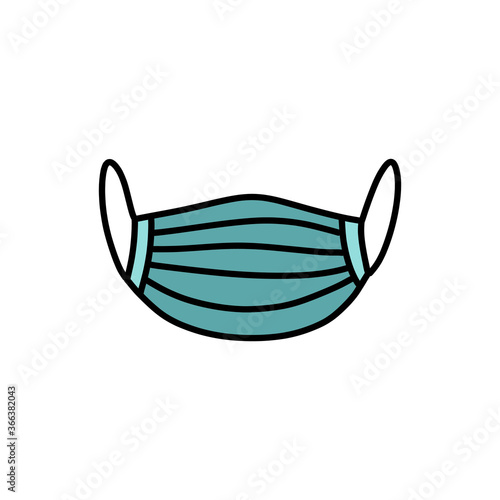 medical mask doodle icon, vector color illustration