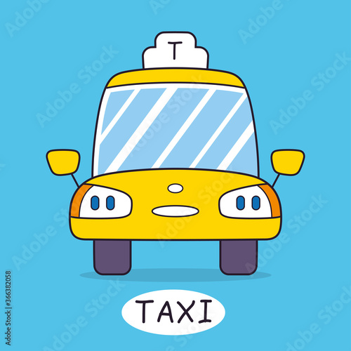 Yellow taxi cab front view