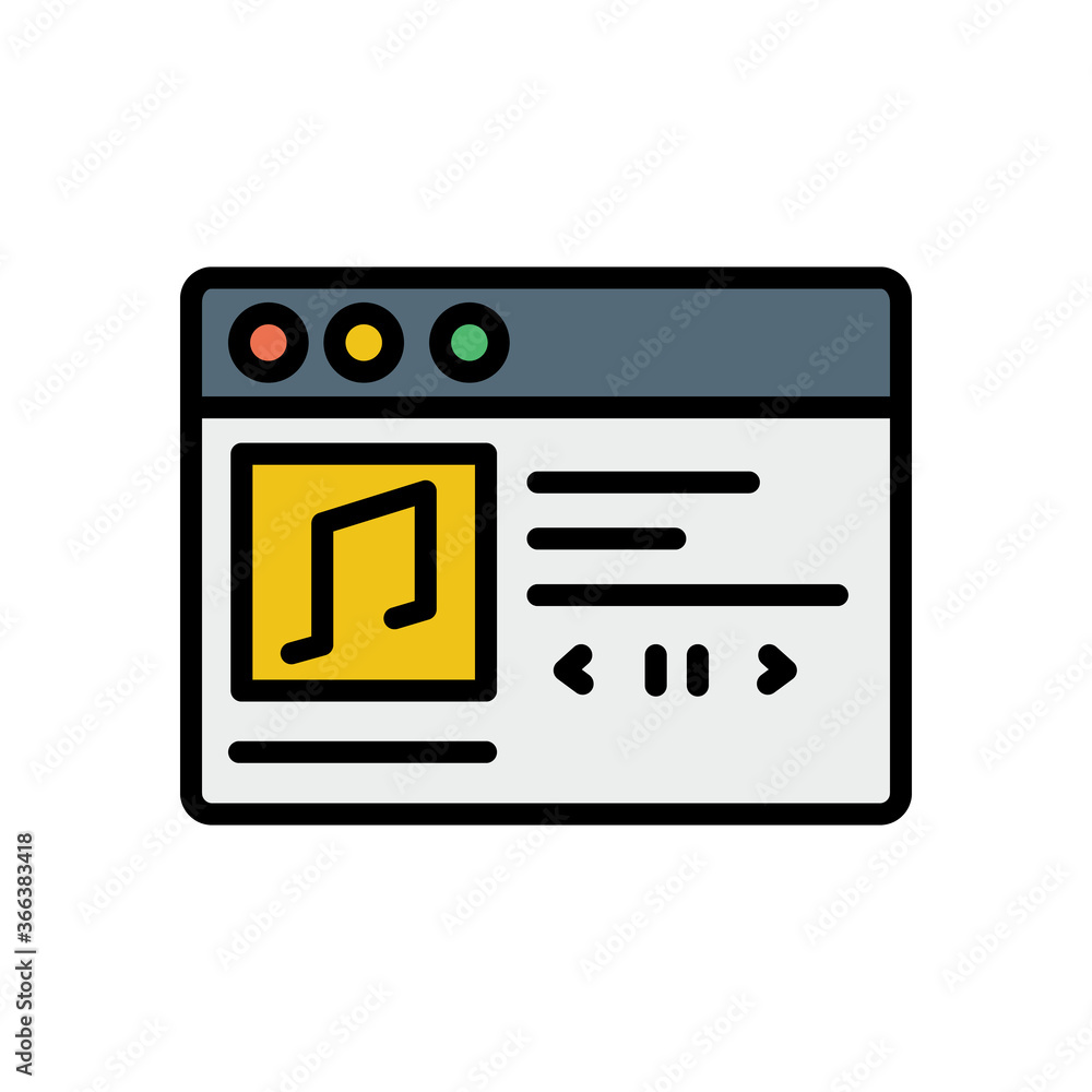 Browser, web site, music icon. Simple color with outline vector elements of internet explorer icons for ui and ux, website or mobile application Browser, web site, music icon. Simple color with outline vector elements of internet explorer icons for ui and ux, website or mobile application