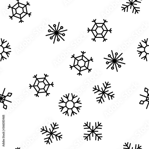 Snowflake Tracery Vector Seamless Pattern Thin Line Illustration