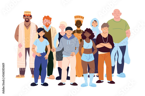 Women and men cartoons of cultural diversity vector design