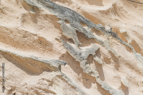 Sand Sculptures in the Magoito Beach. Fossil Dunes Formations. Coastline landscape. Beautiful Scenic View.