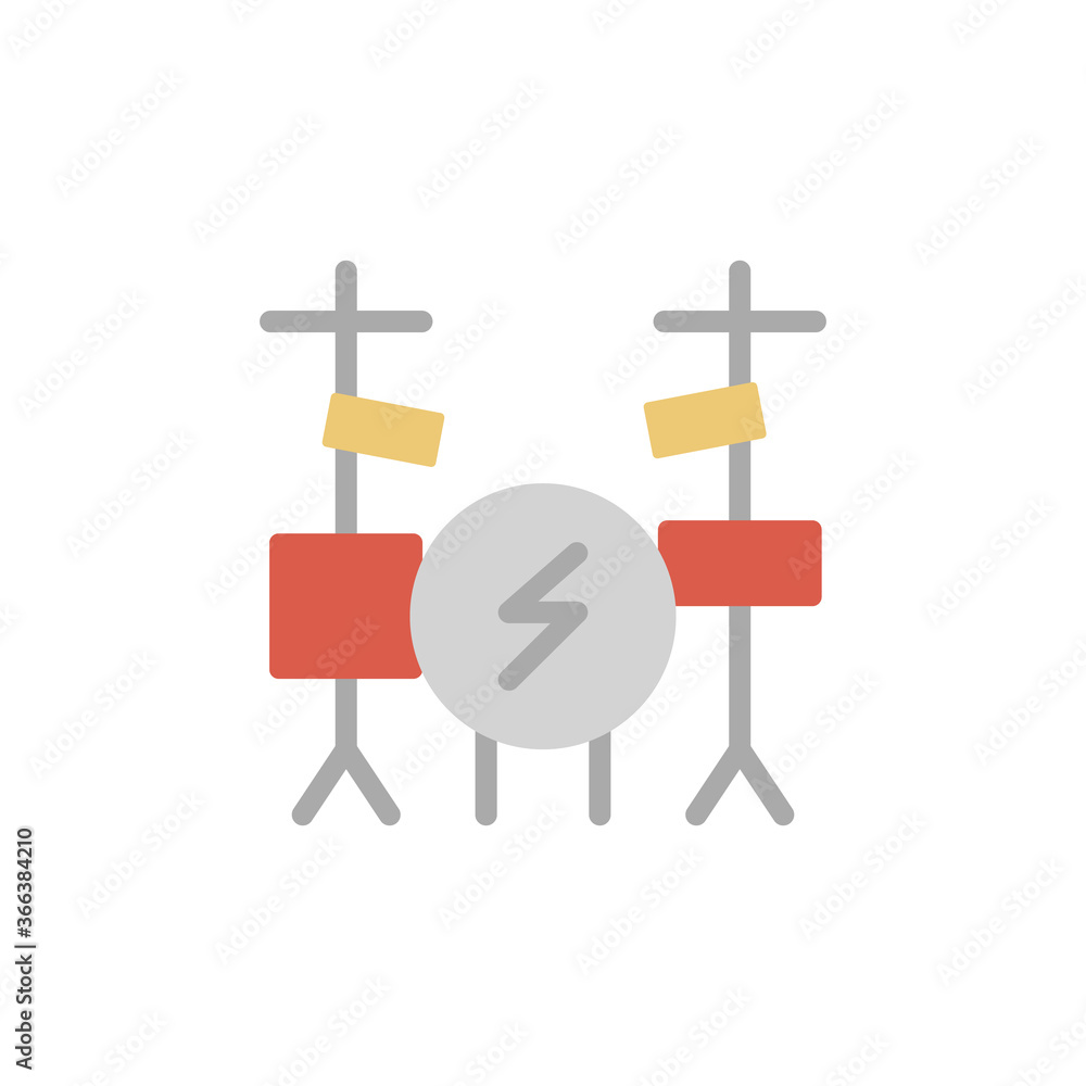 Obraz premium Orchestra, drum kit icon. Simple color vector elements of rock n roll icons for ui and ux, website or mobile application