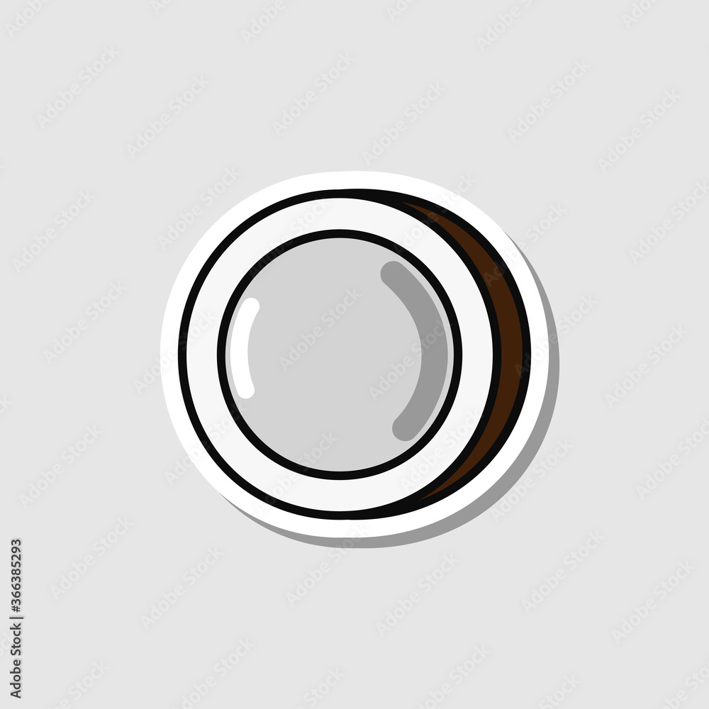 Vector coconut sticker in cartoon style. Isolated nut with shadow. Vector coconut sticker in cartoon style. Isolated nut with shadow.