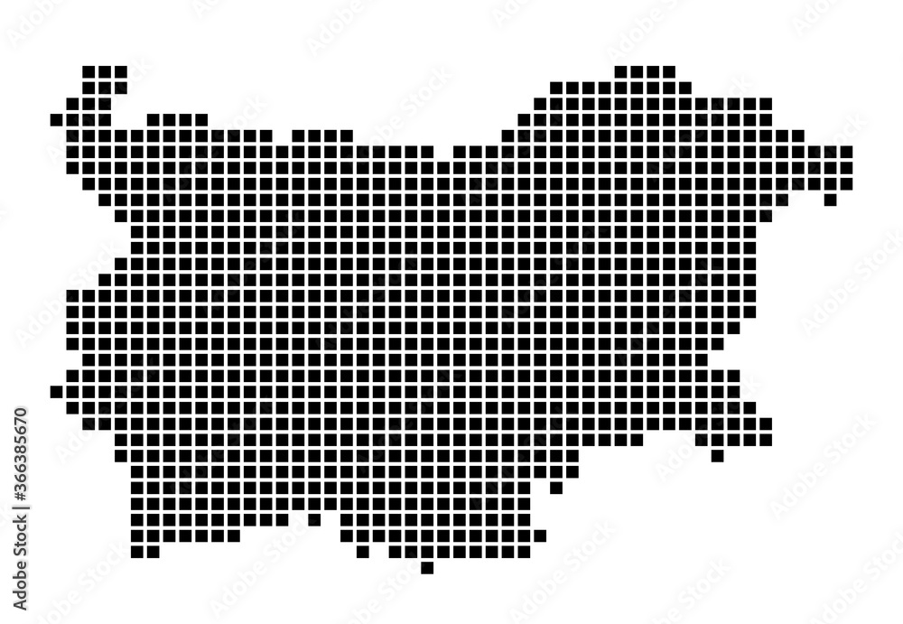 Bulgaria map. Map of Bulgaria in dotted style. Borders of the country filled with rectangles for your design. Vector illustration.
