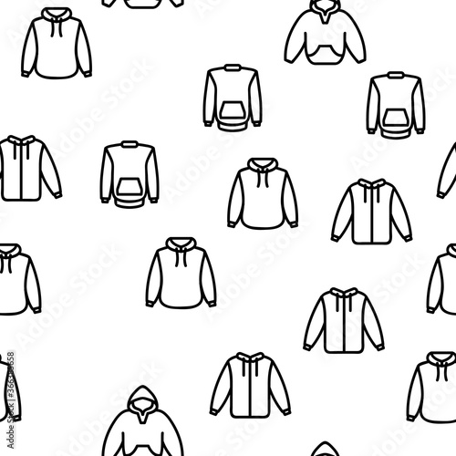 Hoodie And Sweater Vector Seamless Pattern Thin Line Illustration