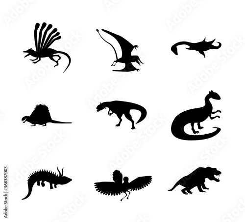 Dinosaur silhouettes set