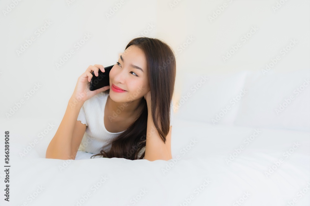 Portrait beautiful young asian woman use smart mobile phone Portrait beautiful young asian woman use smart mobile phone