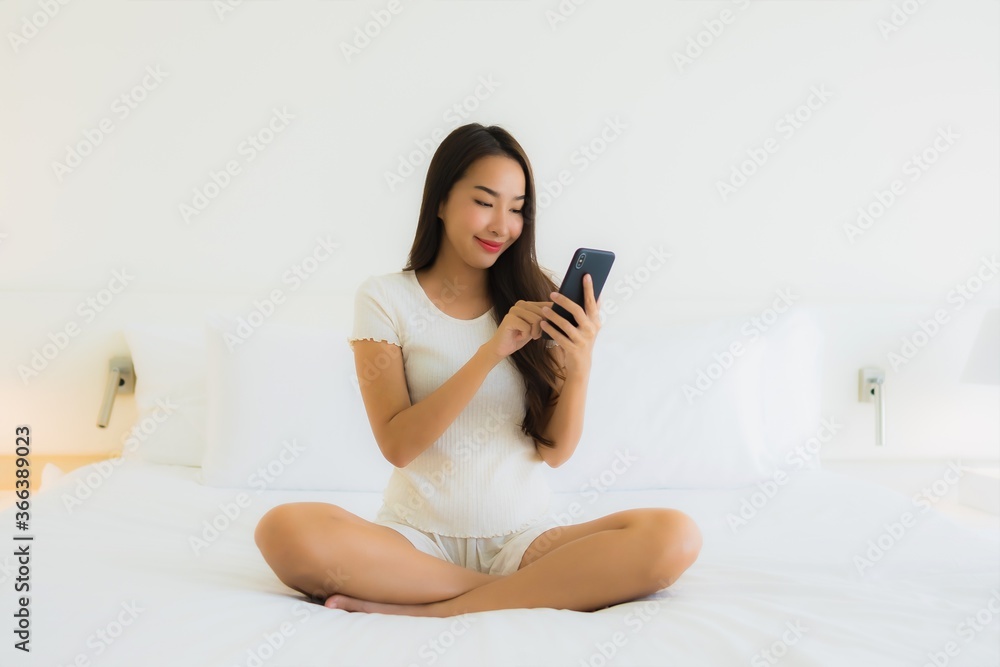 Portrait beautiful young asian woman use smart mobile phone Portrait beautiful young asian woman use smart mobile phone