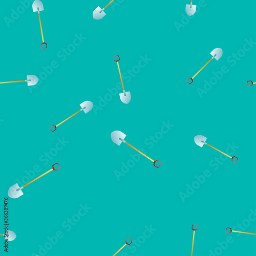 Seamless pattern with garden tools, vector simple shovels