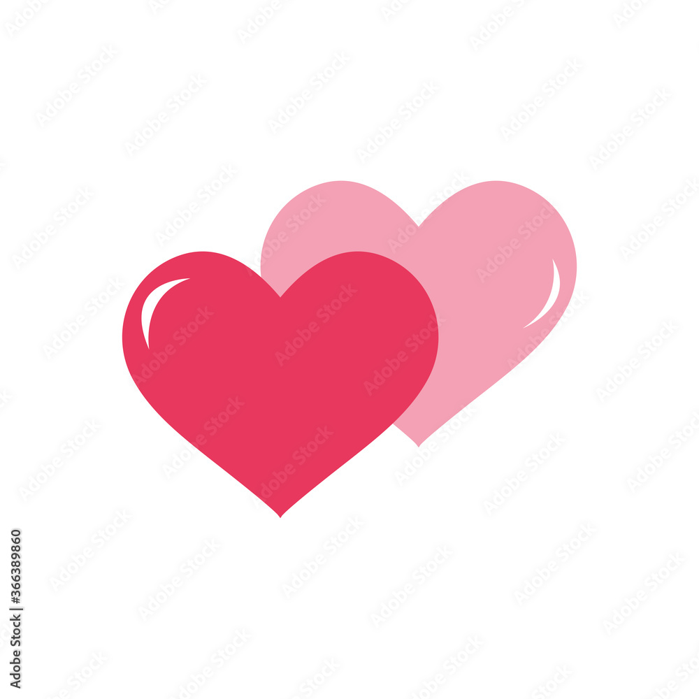 love hearts icon, flat style