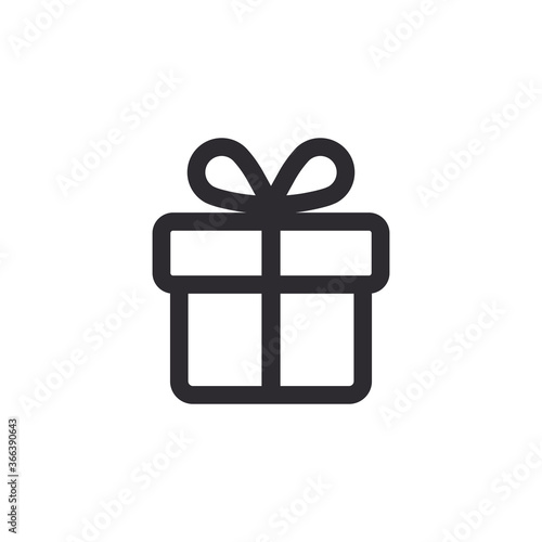 Gift Icon. Gift box. Linear gift icon. Gift & Surprise icon. Packing tape with bow. Packing ribbon. Holiday sign. Box with bow.
