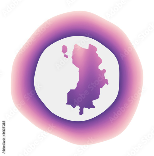 Ko Tao icon. Colorful gradient logo of the island. Purple red Ko Tao rounded sign with map for your design. Vector illustration. © Eugene Ga