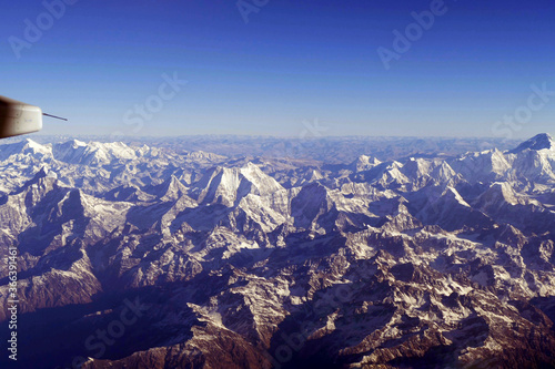 Aerial view of high peaks of the Himalaya photo