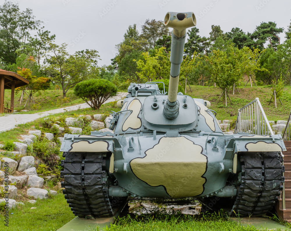 Fototapeta premium Front view of military tank