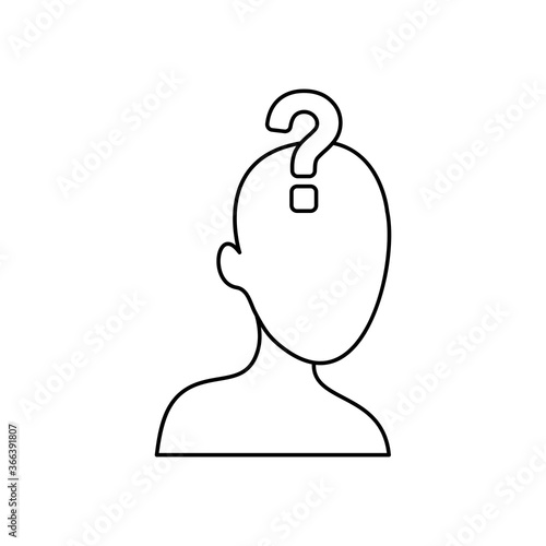human head with question mark icon, line style