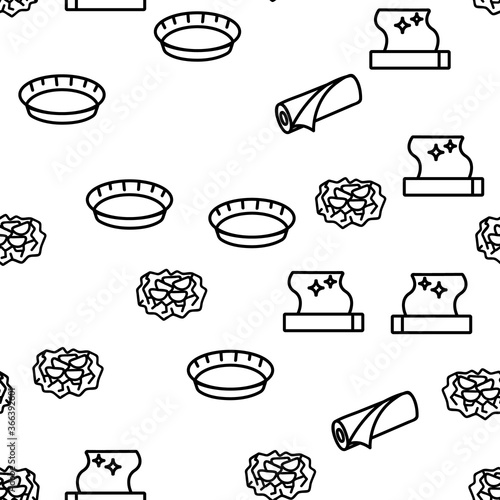 Foil List For Cooking Vector Seamless Pattern Thin Line Illustration