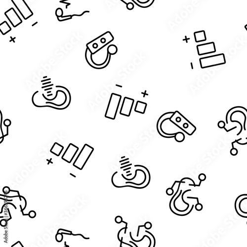 Hear Sound Aid Tool Vector Seamless Pattern Thin Line Illustration