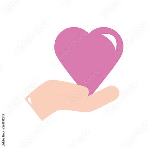 hand holding a heart icon, flat style